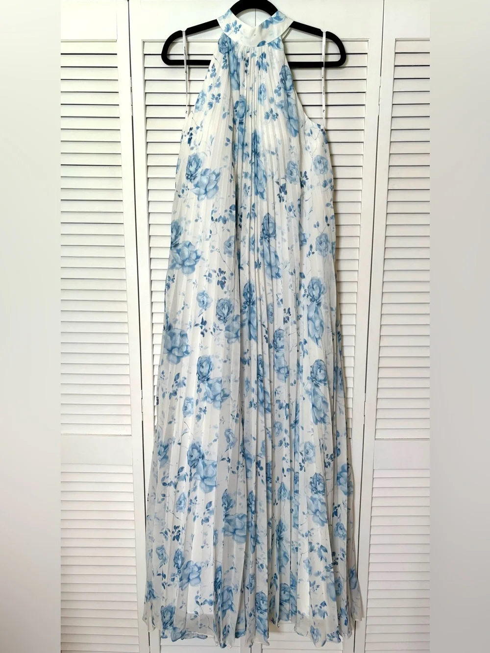 New AW Bridal Louise  Blue Botanical Floral Pleated Gown 6 - Picture 5 of 9